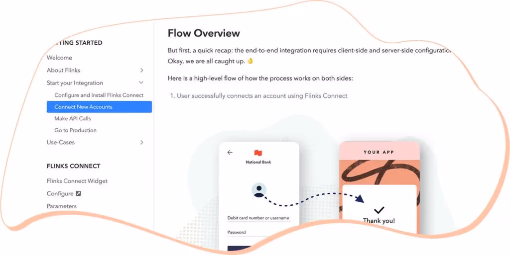 Flinks' new Dev Docs helps you integrate quickly data connectivity to any application.