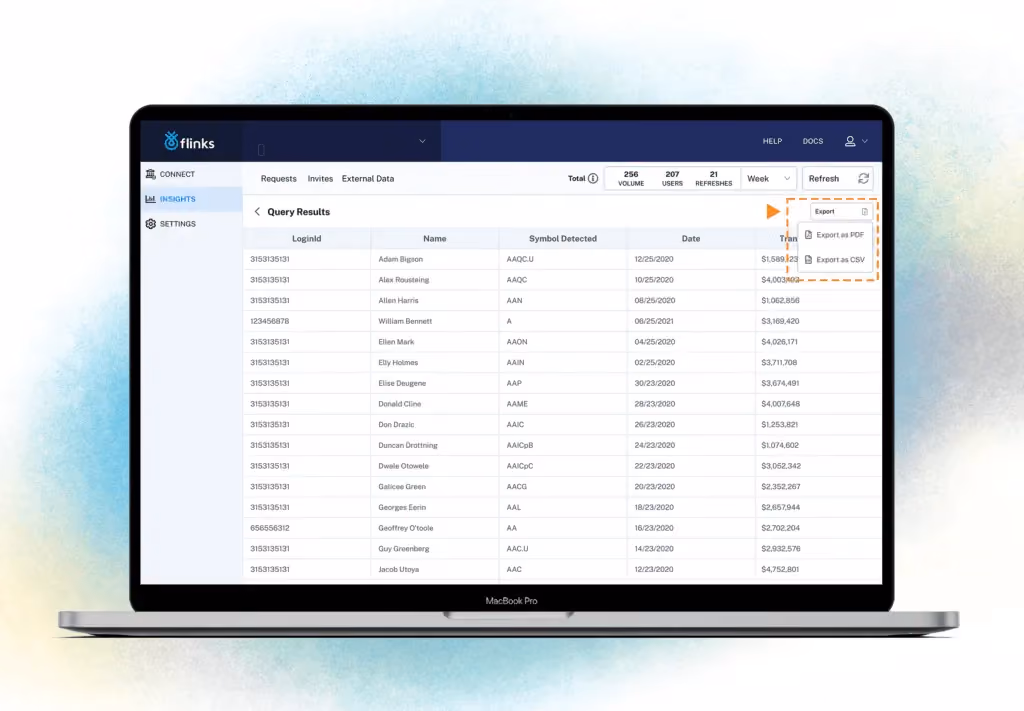 flinks-compliance-dashboard-download-export-reports