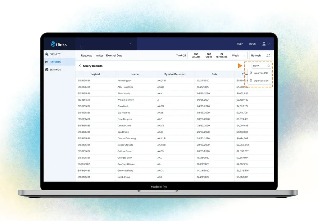 flinks-compliance-dashboard-download-export-reports
