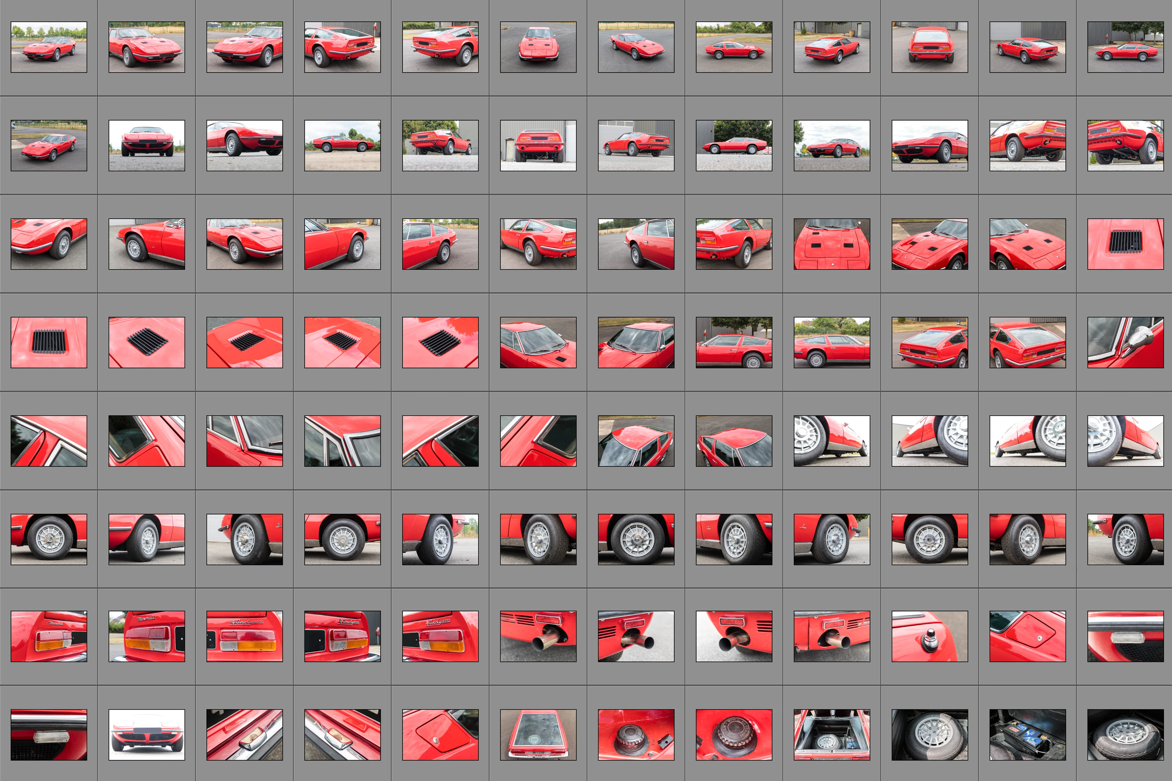 Capture d'écran de Lightroom avec un dossier sur une Maserati Indy rouge