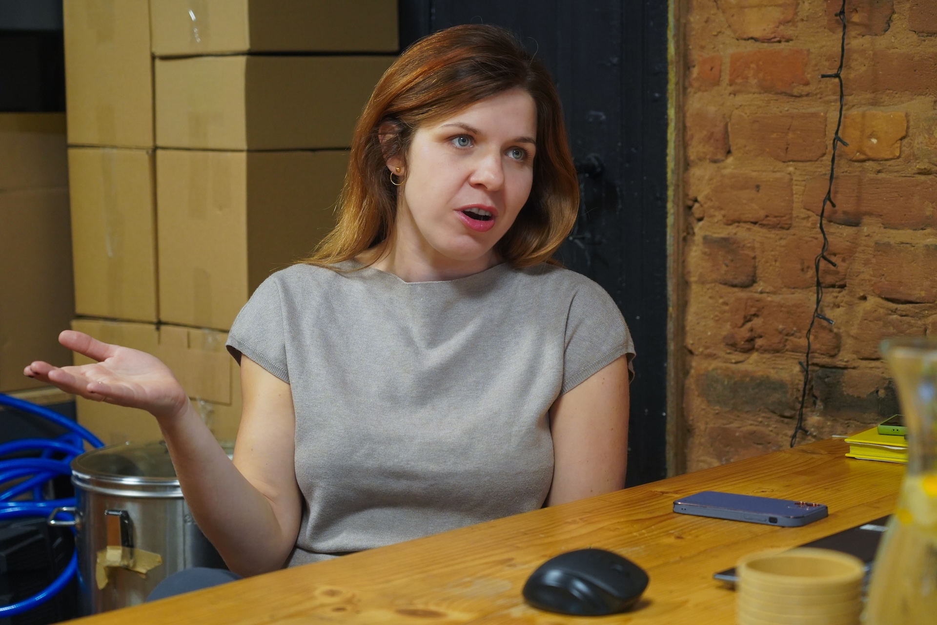Marta, Silmachy's founder, sitting in her office and talking about the company