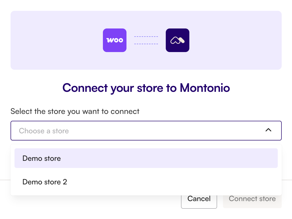 Ekraanipilt Montonio Partnersüsteemi modaalaknast, mis võimaldab ühe klõpsuga ühendada sinu WooCommerce'i poe.