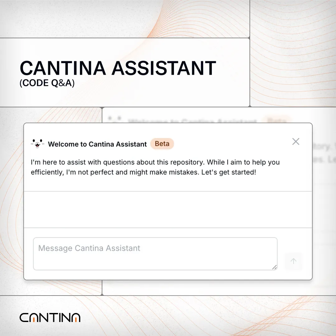 Cantina Assistant (Code Q&A) interface offering interactive help with repository questions during security reviews.