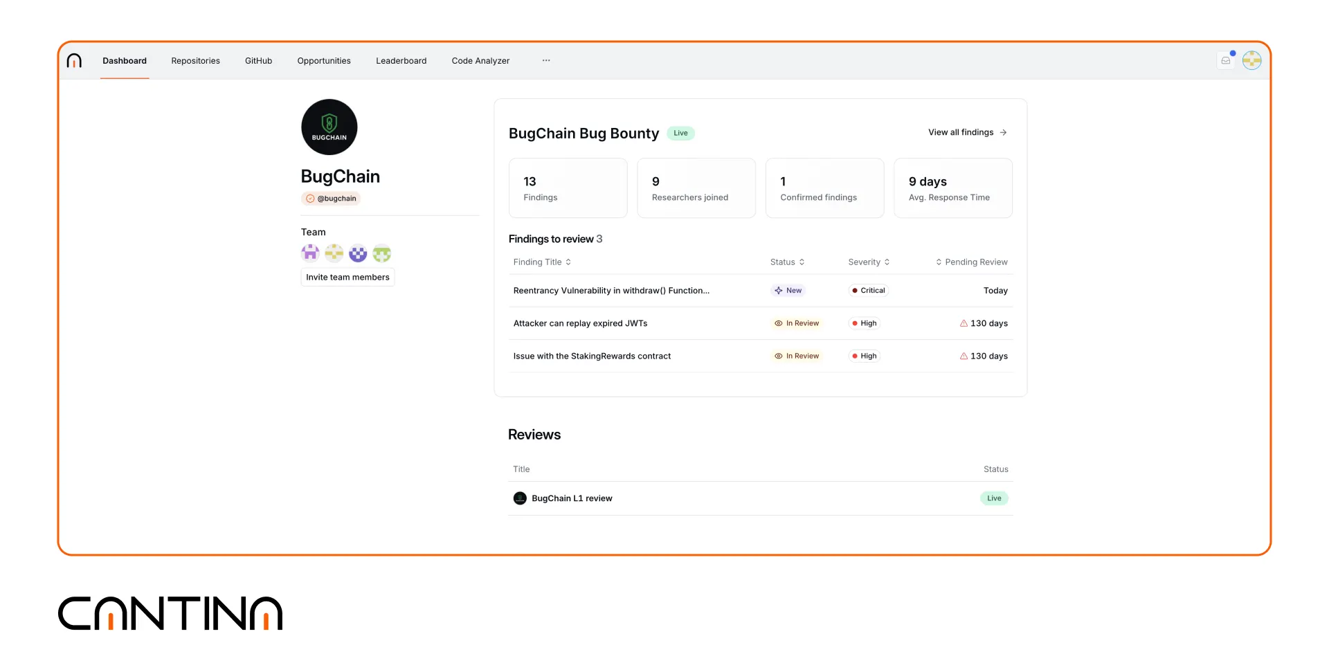 Cantina Code | New Client Dashboard