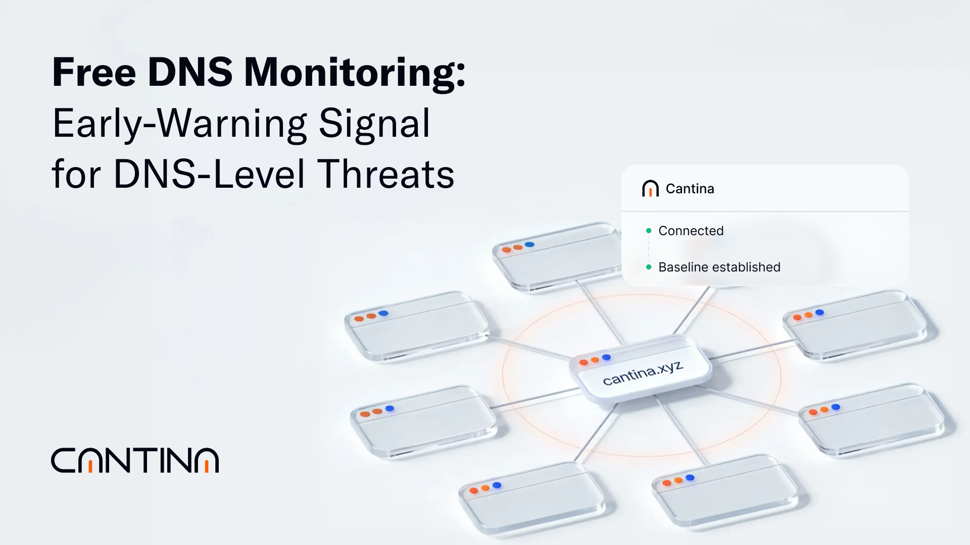 Cantina offers free DNS monitoring and baseline scans to spot DNS abuse, hijacks, and lookalike domains early, then escalate to MDR for fast response.