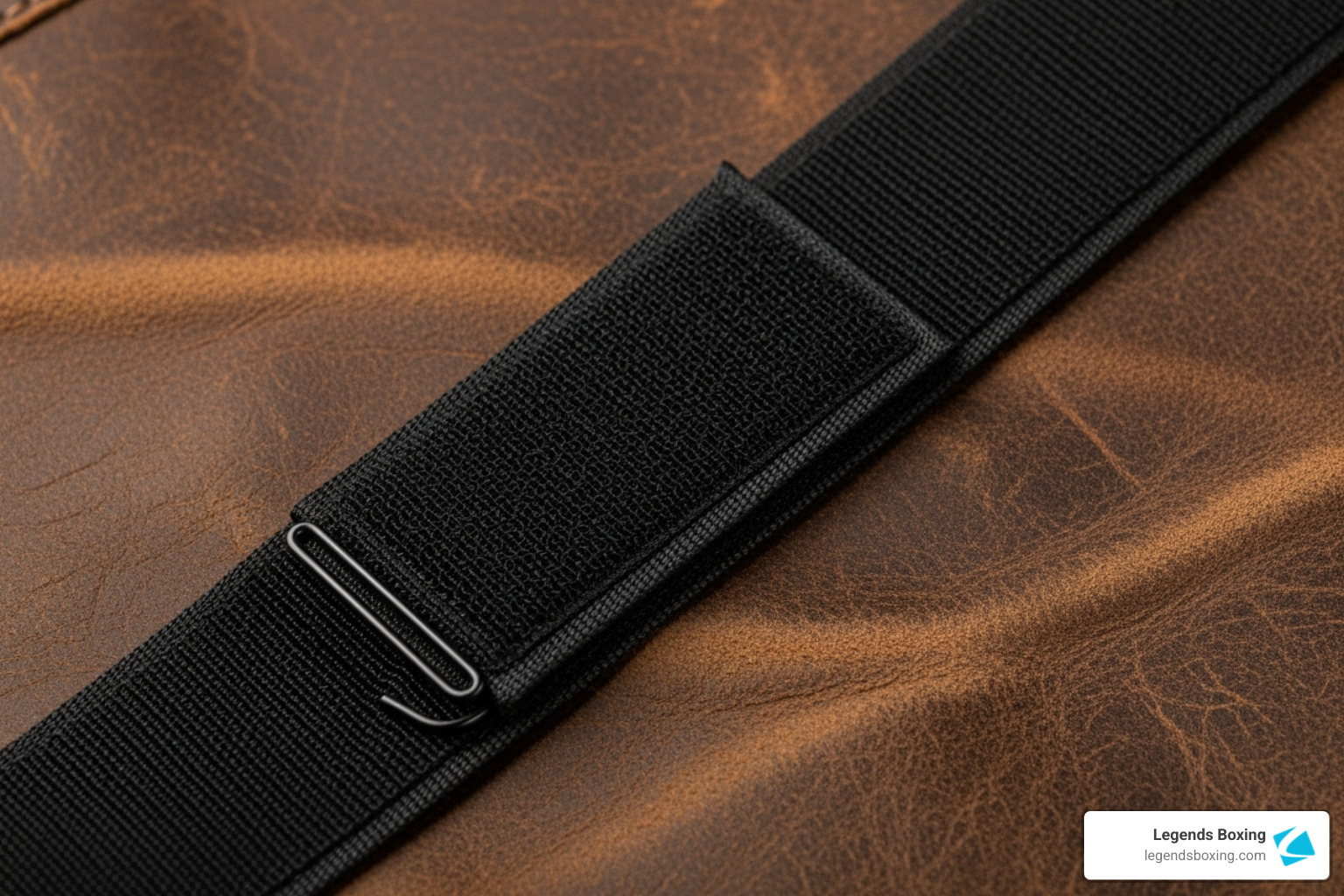 close-up of leather texture and a Velcro strap - How to choose boxing gloves