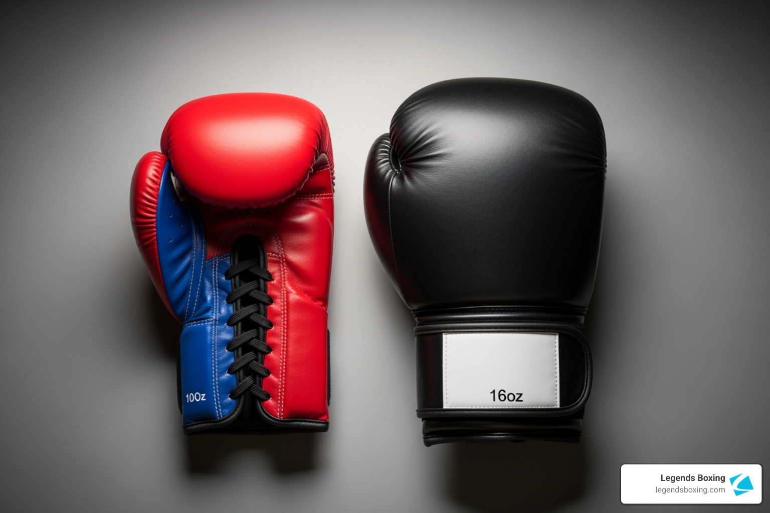 comparing a 10oz and 16oz glove side-by-side - How to choose boxing gloves