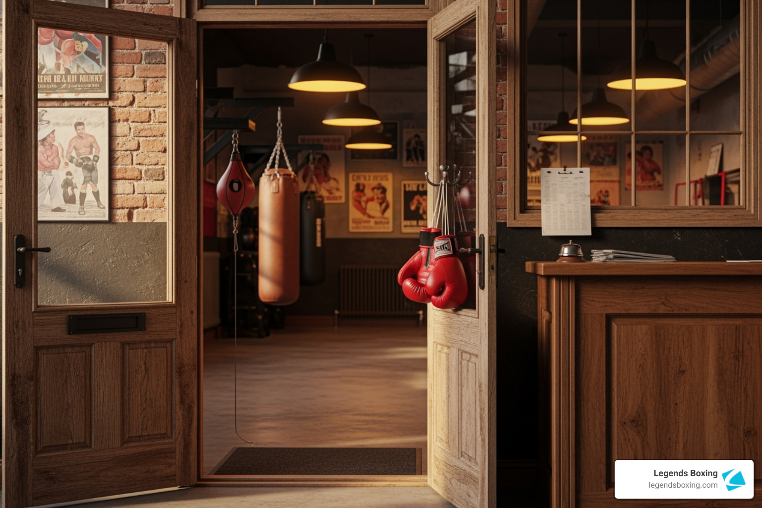 welcoming gym entrance with boxing gear visible - boxing gym layton utah