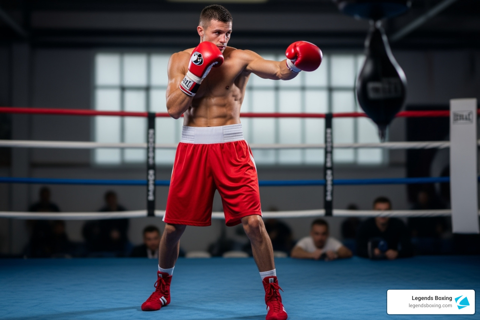 boxer in correct square stance with hands up, demonstrating a small circular punch motion - speed bag drill boxer in correct square stance with hands up, demonstrating a small circular punch motion - speed bag drill