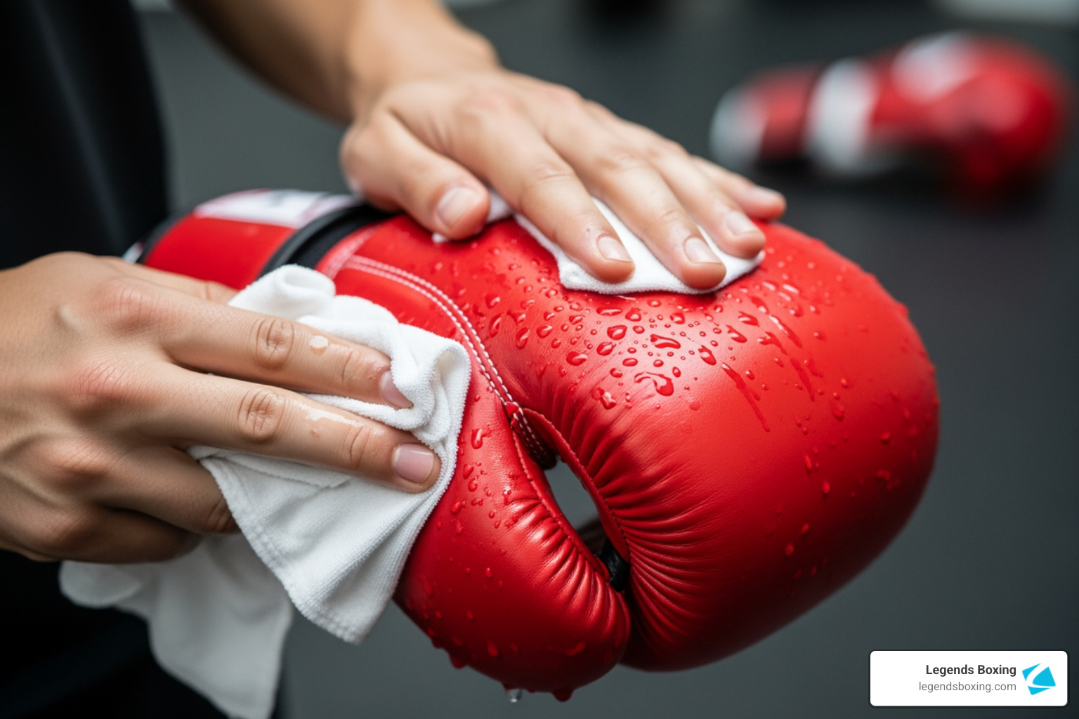 person wiping down outside of boxing glove - boxing gloves washing machine person wiping down outside of boxing glove - boxing gloves washing machine