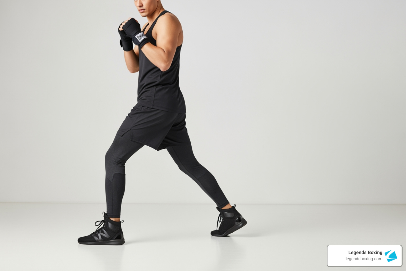 Image of a person demonstrating the proper boxer's stance - boxing workout no bag