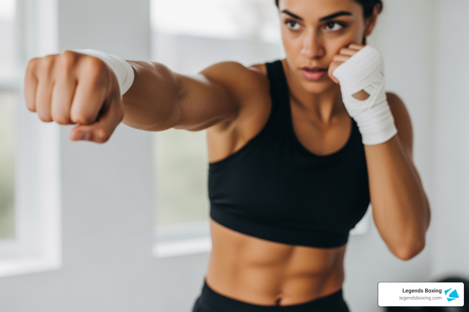 Image of a person throwing a jab - boxing workout no bag