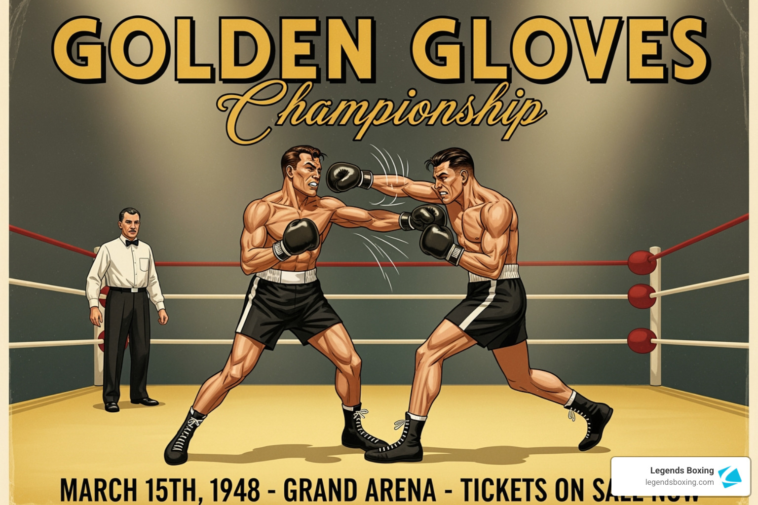 vintage boxing ring or Golden Gloves poster - what is the fastest ko in boxing history