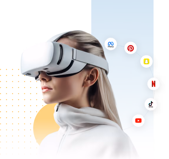 A woman wearing a white hoodie and white VR goggles.