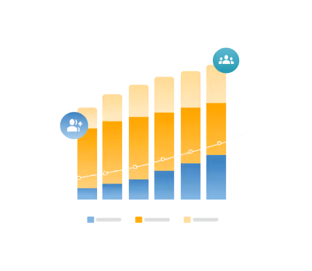 A graph shows the number of people on a social media platform.