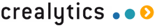 Crealytics Logo, three circles, a blue, a turquoise and a yellow, growing in sice from left to right and an arrow facing to the right in the last yellow circle.