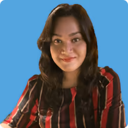 A woman with dark hair and a red and white striped shirt.
