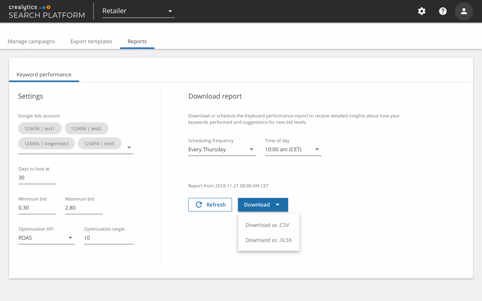 A screenshot of a website with a download button.