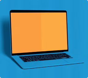 Blue bckground showing laptop with yellow screen