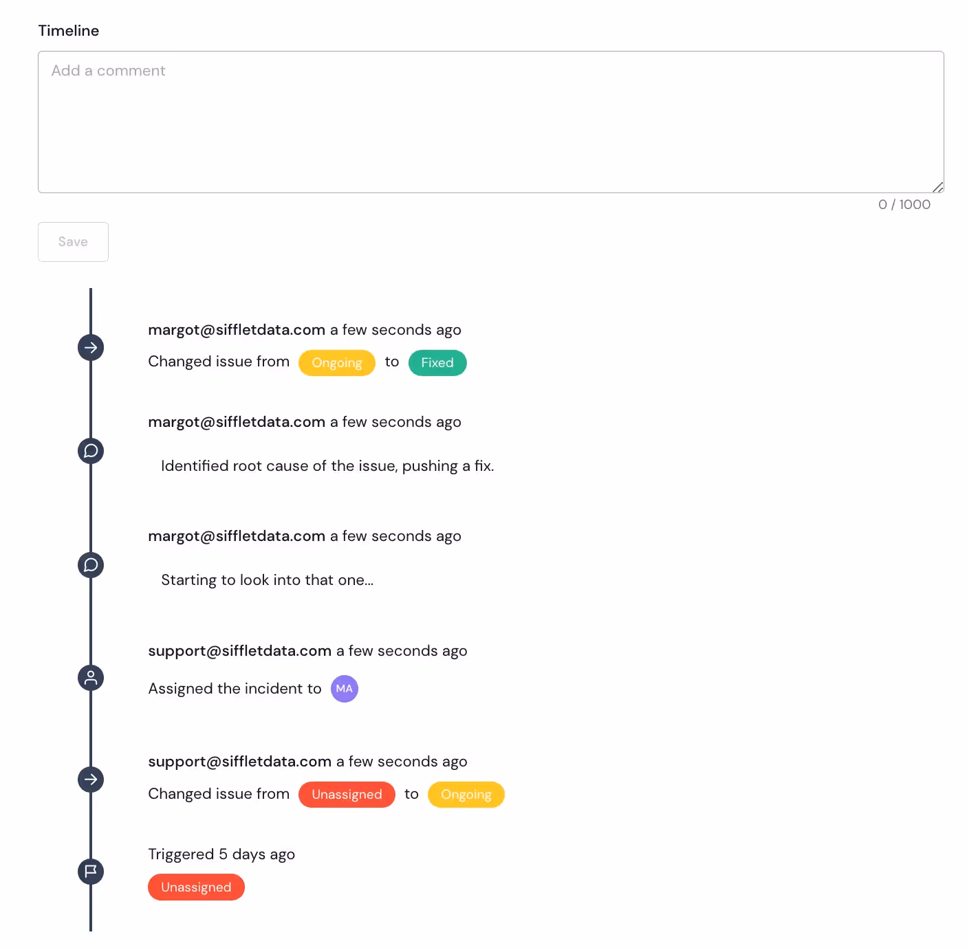 Collaboration on Sifflet's data observability platform