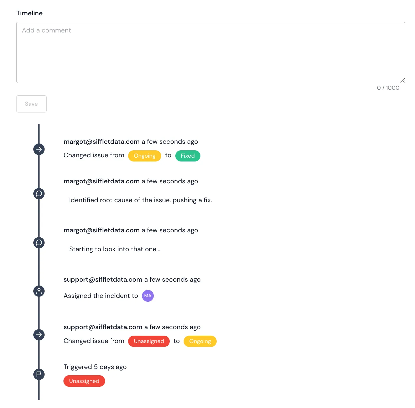 Collaboration on Sifflet's data observability platform