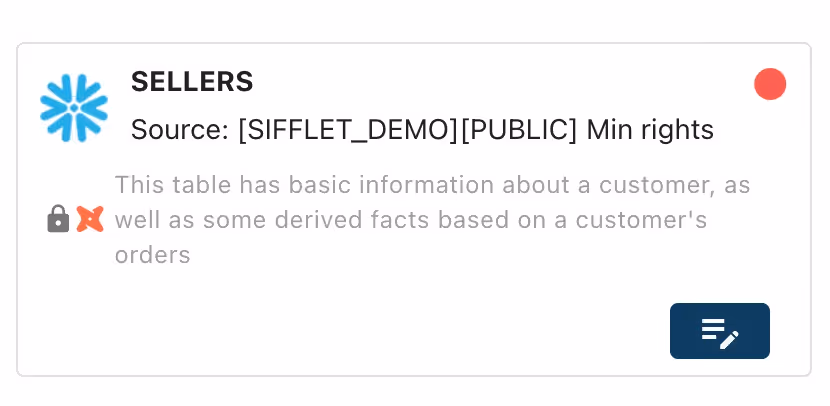 Table status on Sifflet's data observability tool