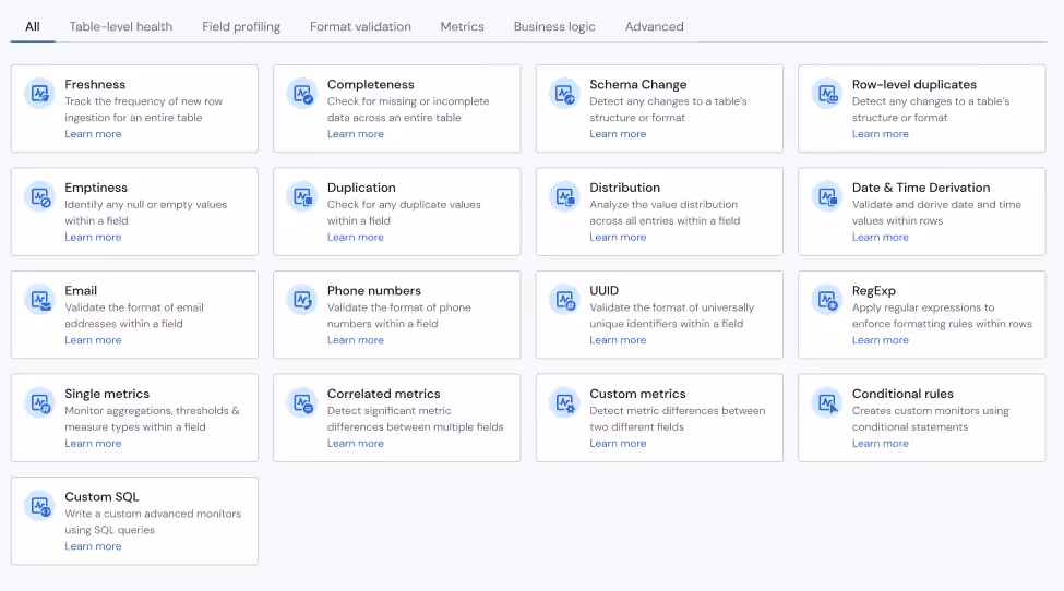 Screenshot from Sifflet data observability platform