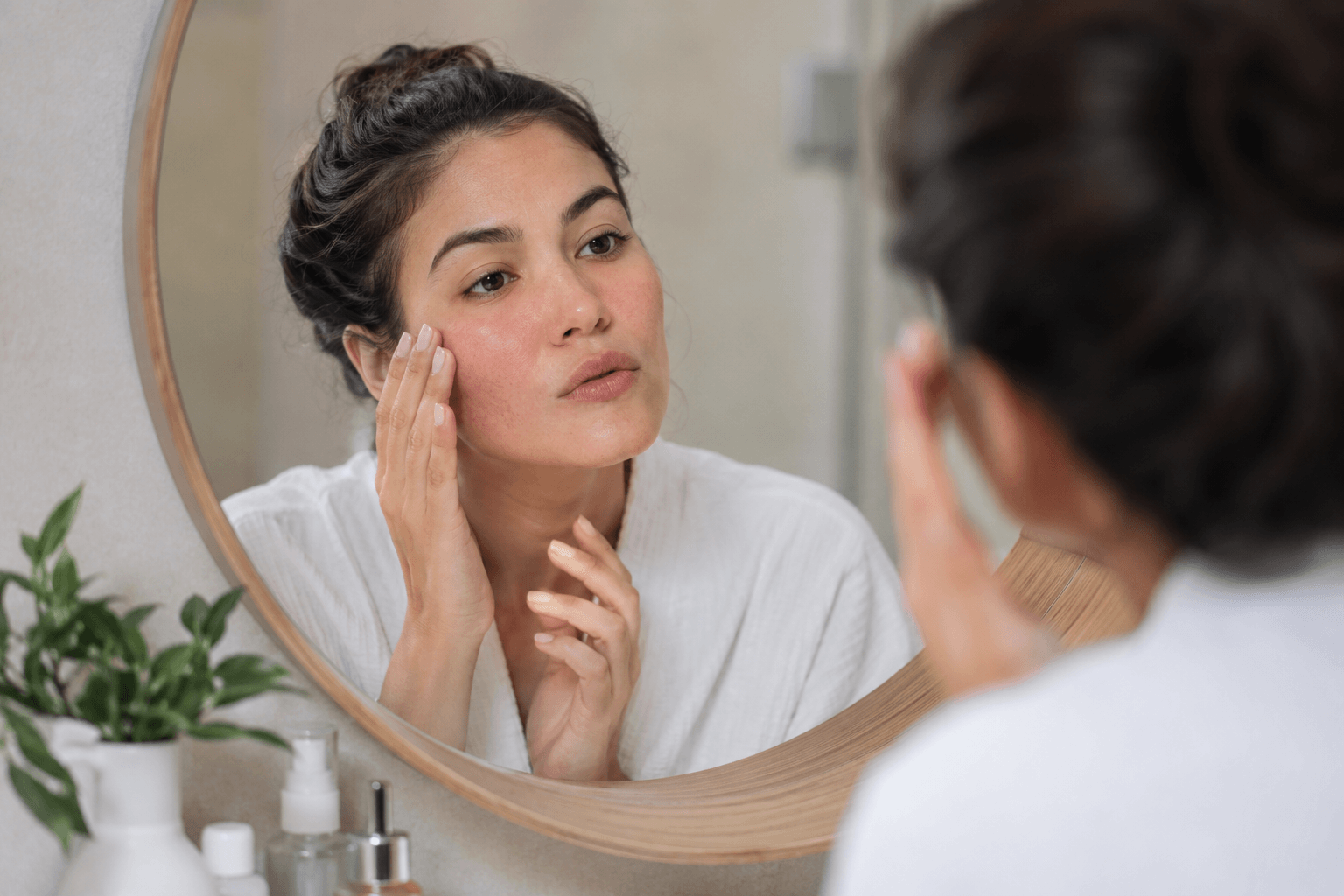 Patient following post microneedling care instructions after professional skin rejuvenation treatment in Costa Mesa, California.