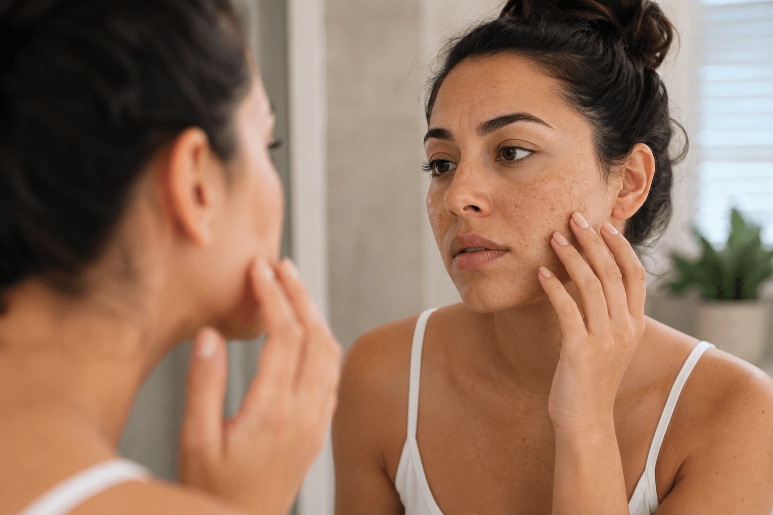Woman receiving a chemical peel treatment for dark spots and uneven skin tone in Costa Mesa, California