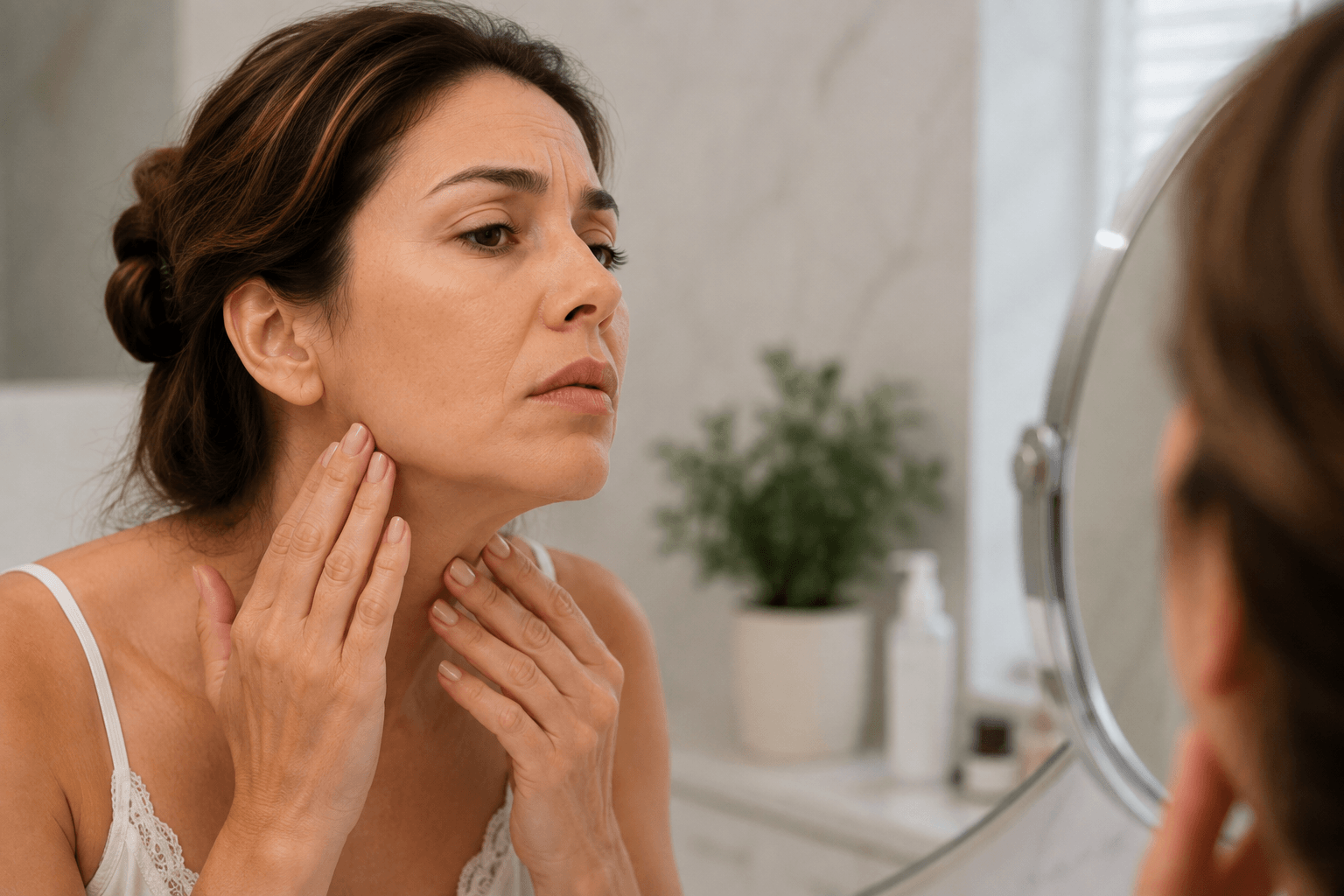 Provider explaining what is Morpheus8 skin tightening treatment to a client in Costa Mesa, California