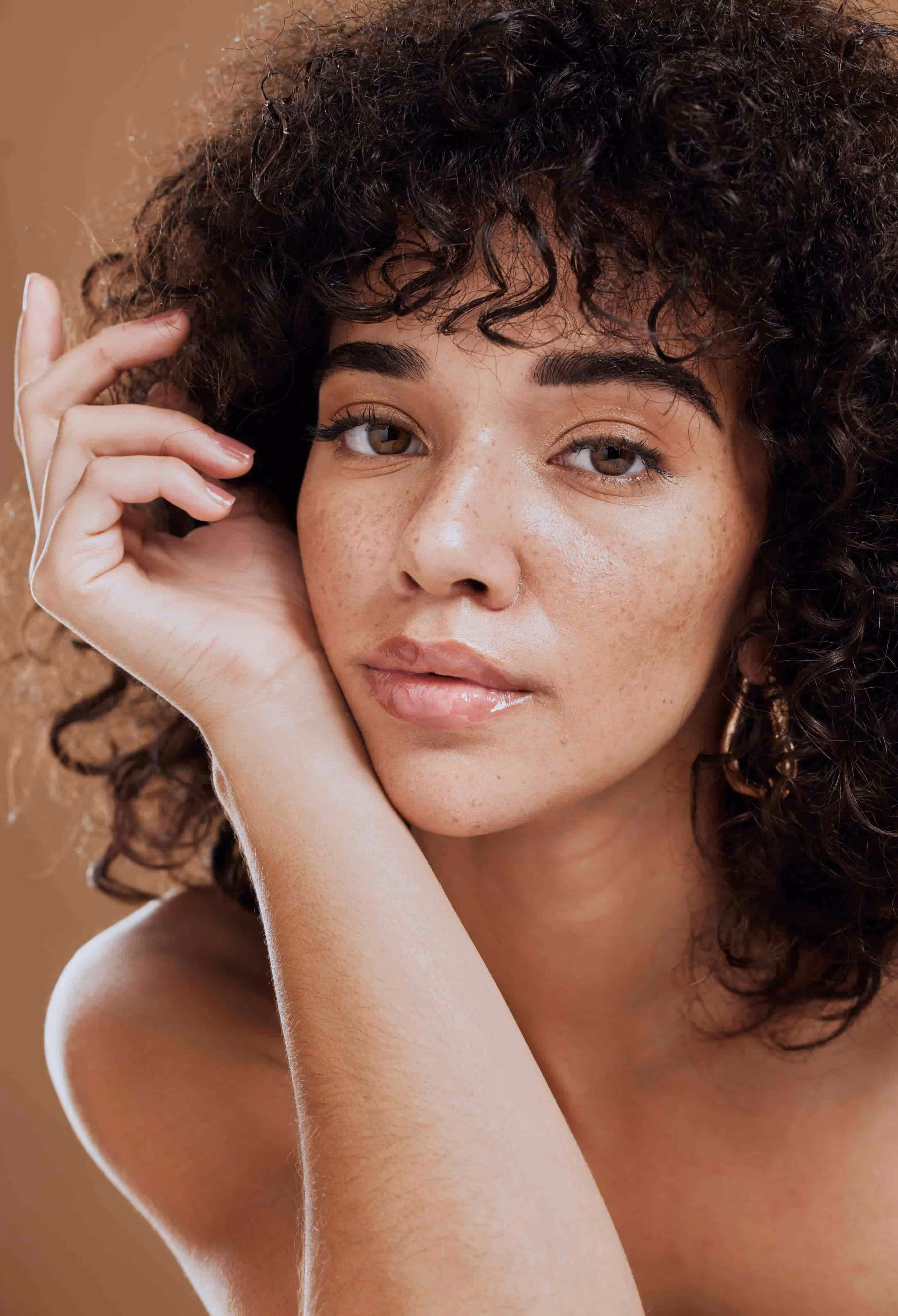 Close portrait showing natural skin texture