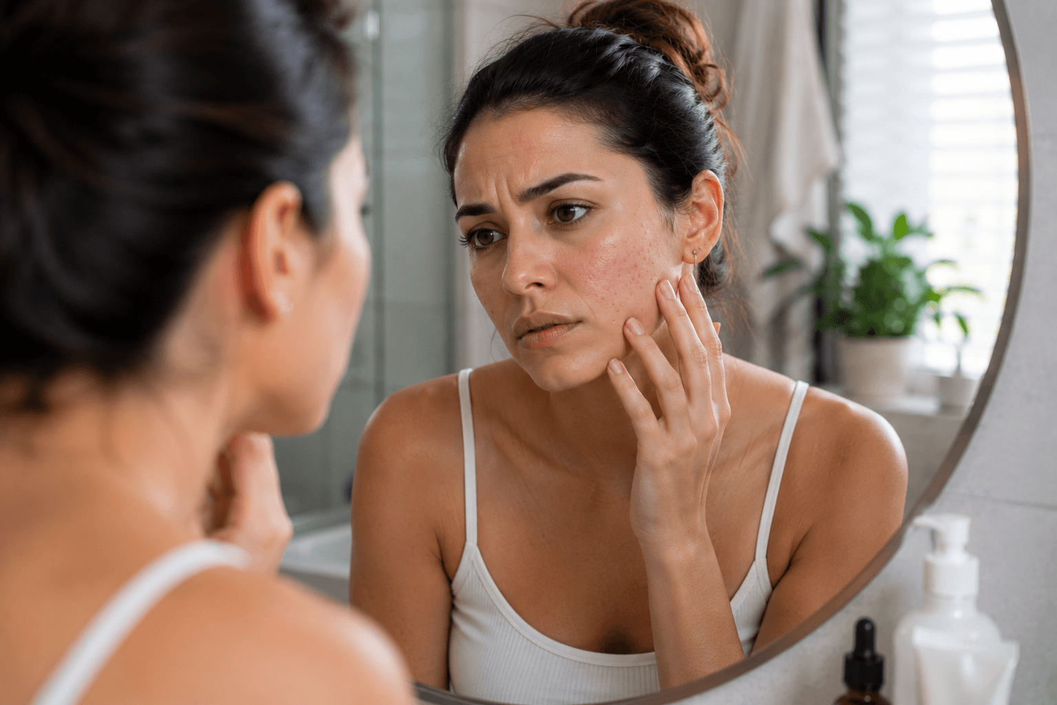 Esthetician reviewing post microneedling care instructions with a client in Cerritos, California
