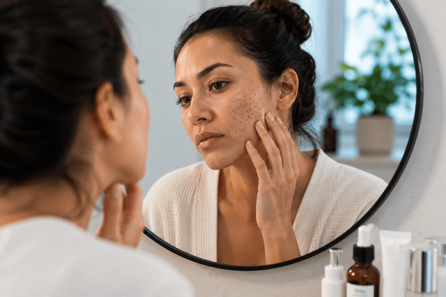 Skincare specialist applying a VI Peel chemical peel treatment to a client's face in Cerritos, California
