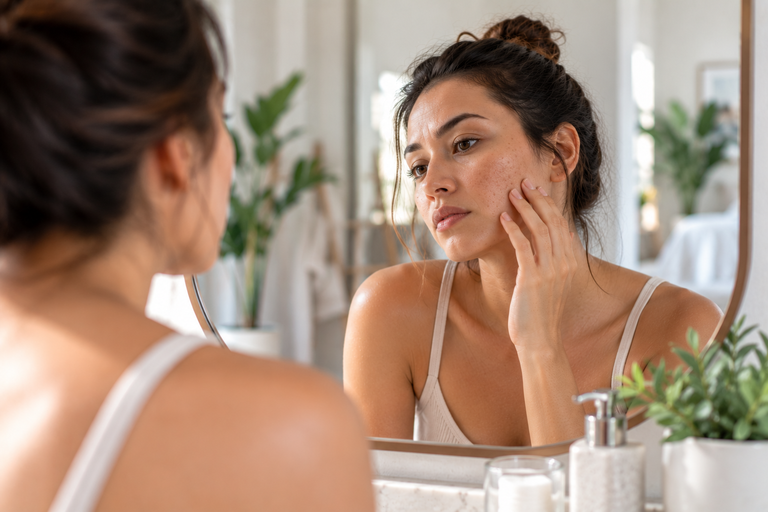 Esthetician performing a skin resurfacing treatment on a client's face at a med spa in Costa Mesa, California