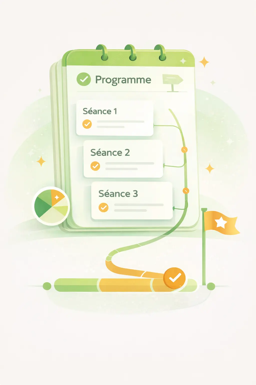 Coach bien-être créant un programme en ligne via une plateforme intuitive, avec modules personnalisés et relaxation dynamique.