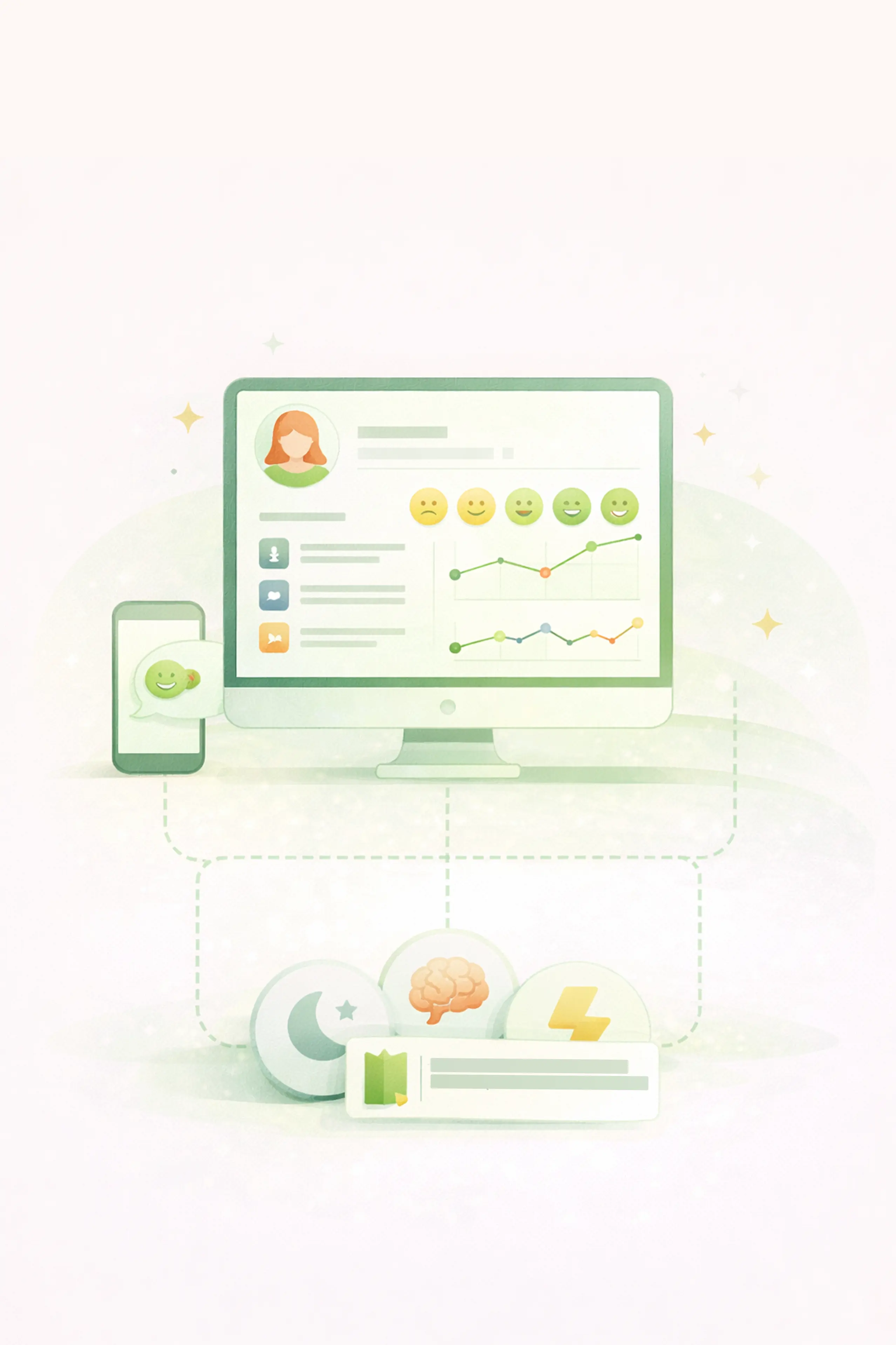 Femme se relaxant avec une app mobile affichant un exercice de cohérence cardiaque, mêlant méditation guidée et bien-être personnalisé.