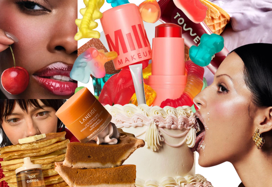 Image featuring Laneige pumpkin pie lip mask, Milk makeup jelly blush with gummy bears and Tower 28 lip oil jelly