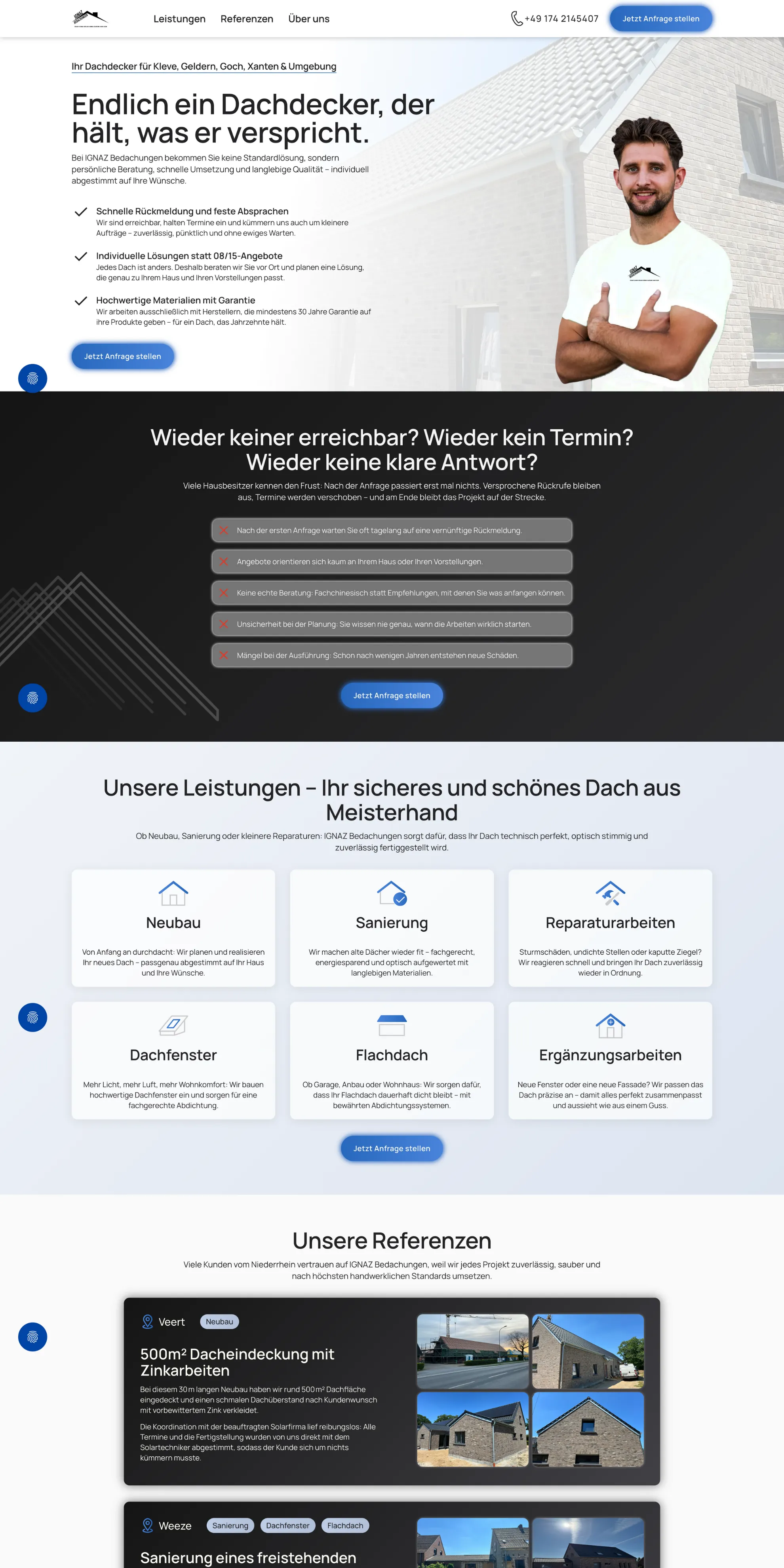 Mockup Webseite IGNAZ Bedachungen