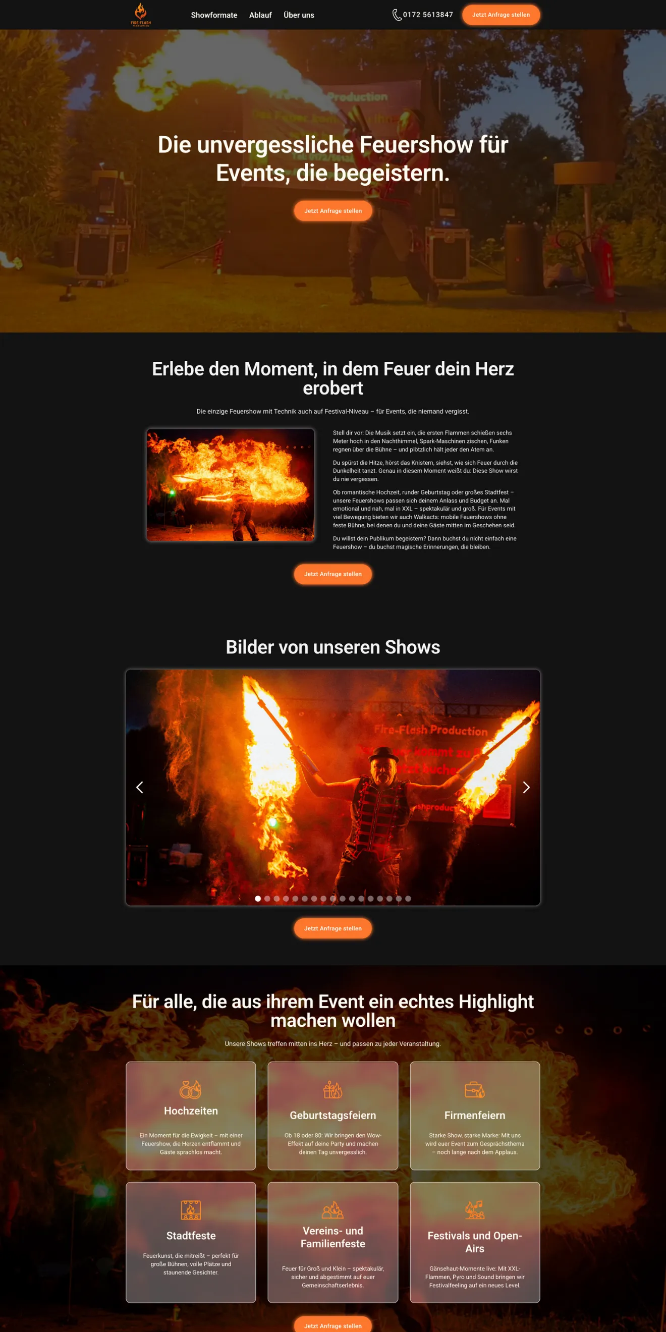 Mockup Webseite Fire-Flash Production
