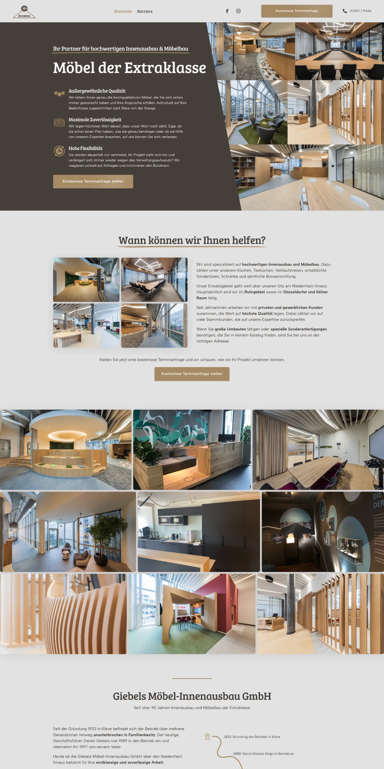 Mockup Webseite Giebels Möbel-Innenausbau GmbH