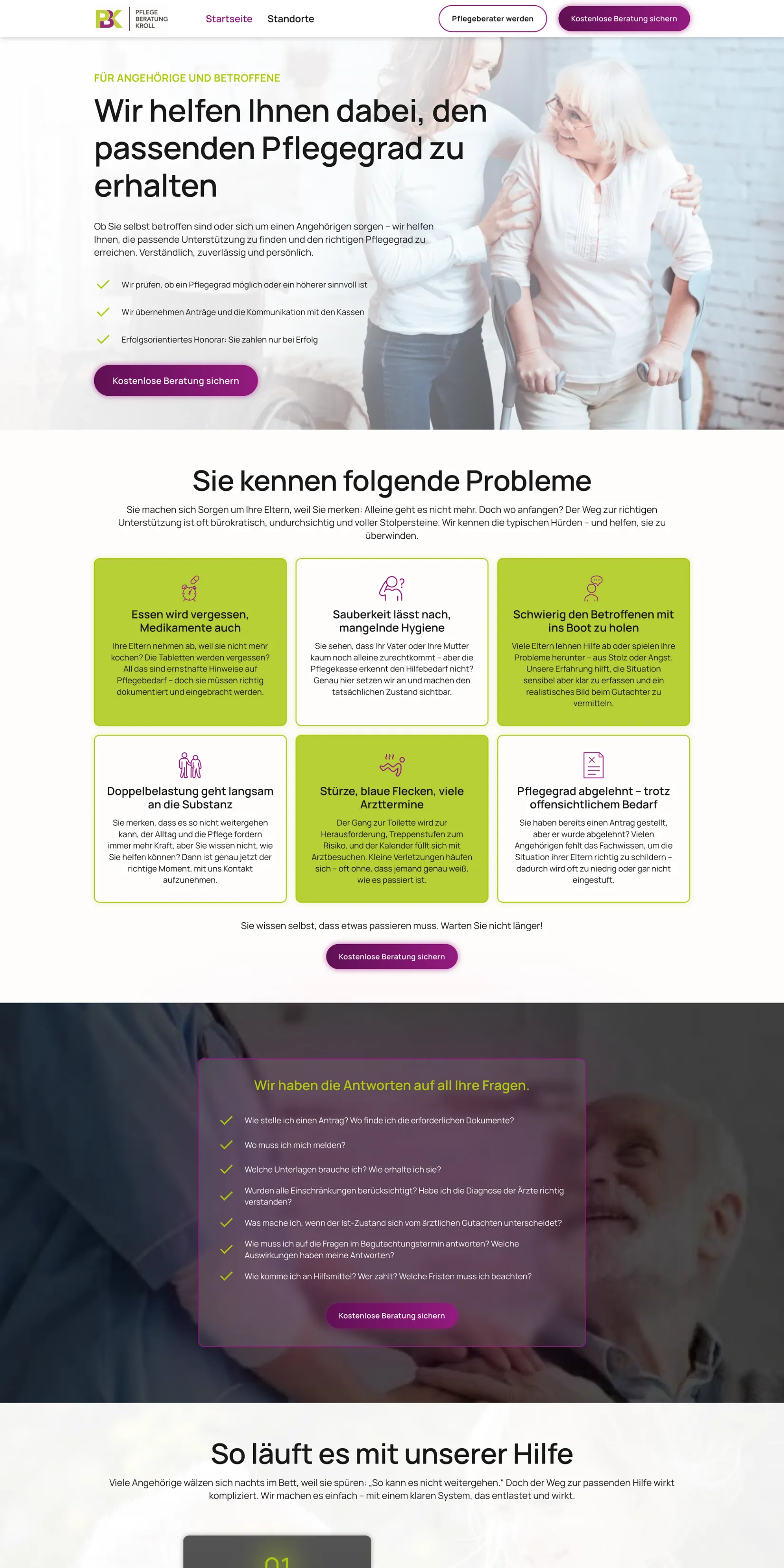 Mockup Webseite Pflege Beratung Kroll GmbH