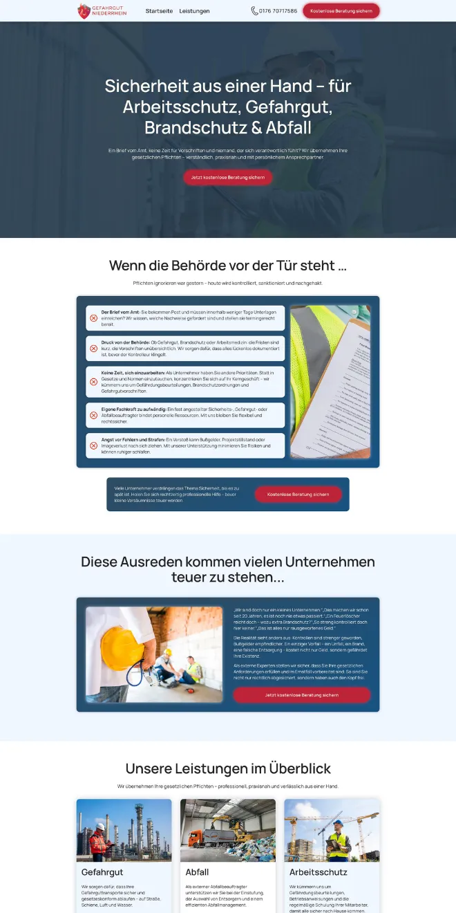 Mockup Webseite Gefahrgut Niederrhein