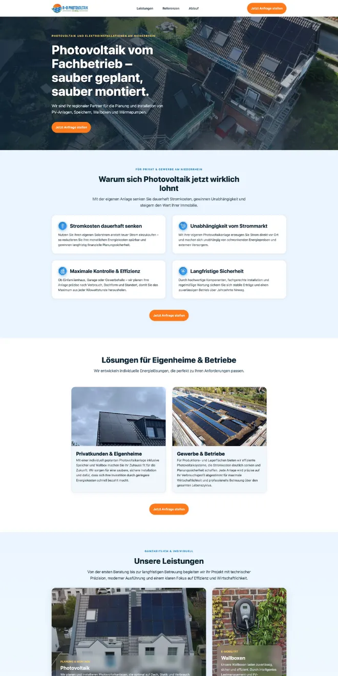 Mockup Webseite R+B Photovoltaik