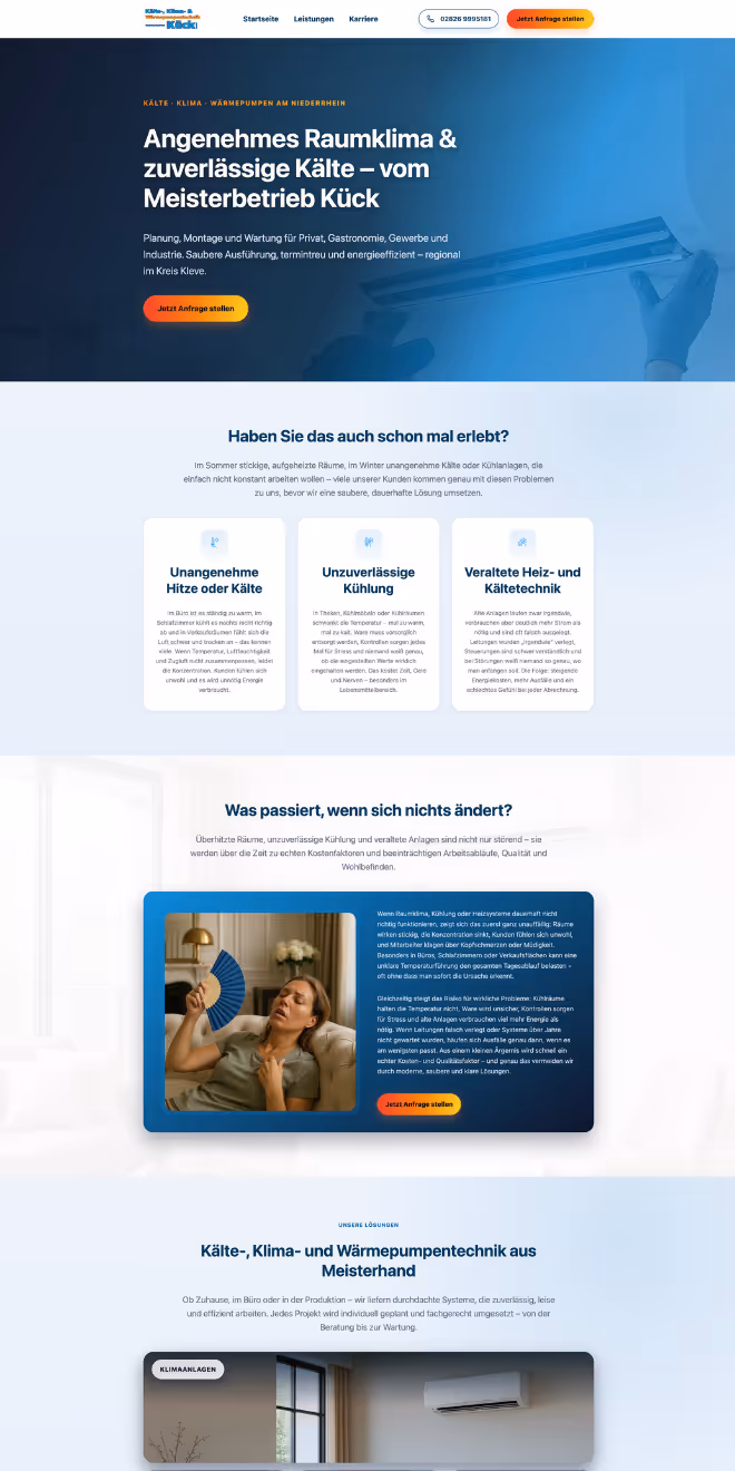 Kälte & Klima-Technik Kück GmbH Webseite Mockup Desktop