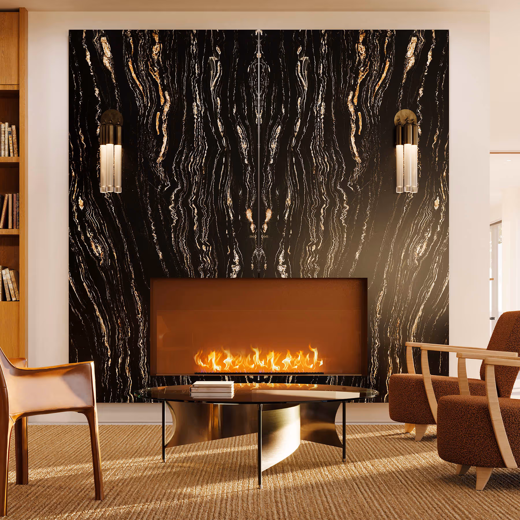 Rending of 490 Avenue of the Palms fireside lounge