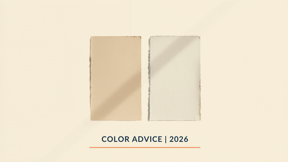 Side-by-side wall swatches showing matte vs eggshell paint finish under soft Orange County light.