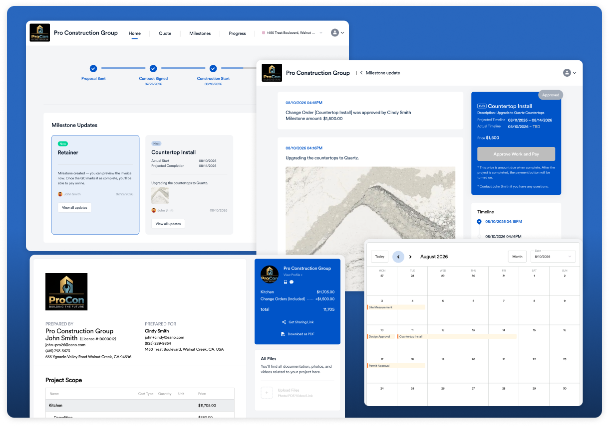 Construction communication software client dashboard