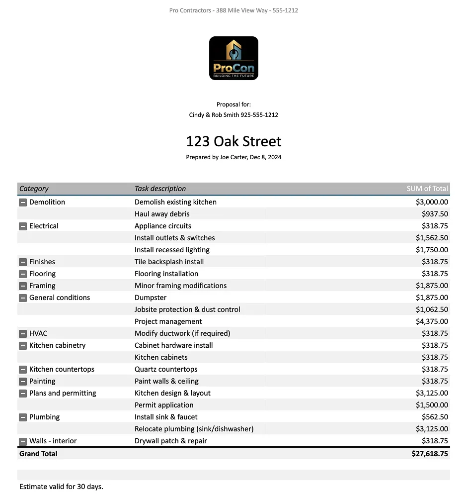 General contractor software vs spreadsheets