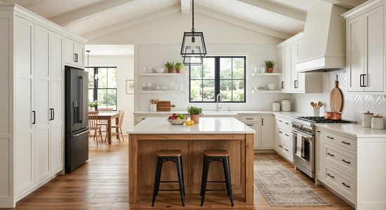 Modern farmhouse kitchen remodeling package as a good better best tier