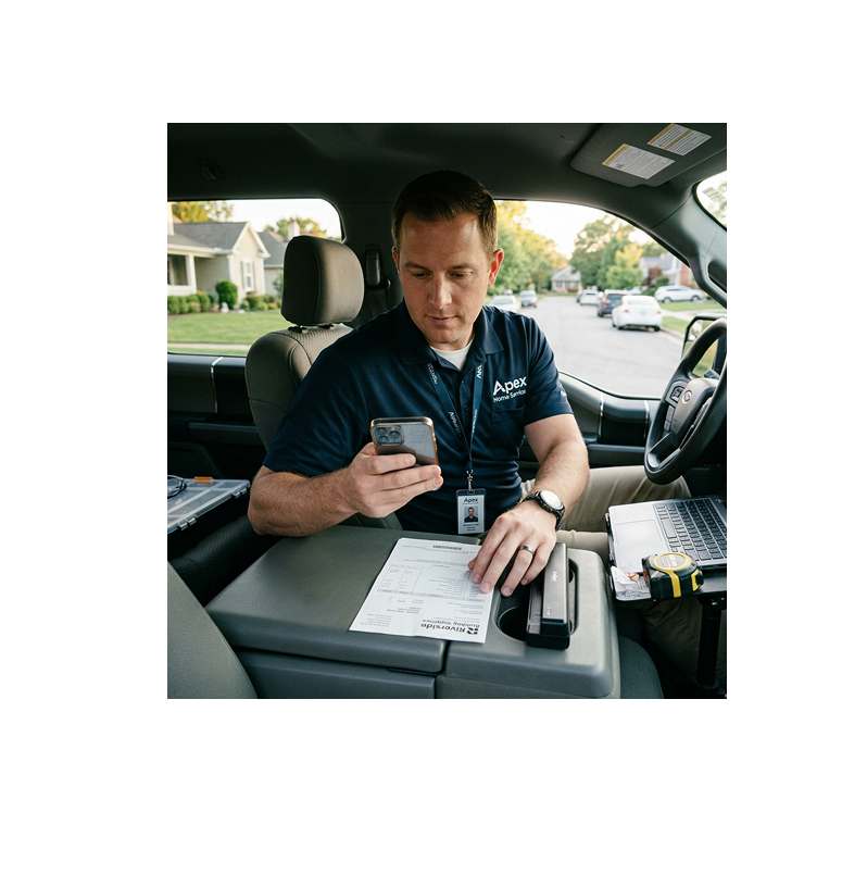 Contractor scanning a material receipt on a phone and assigning it to a job